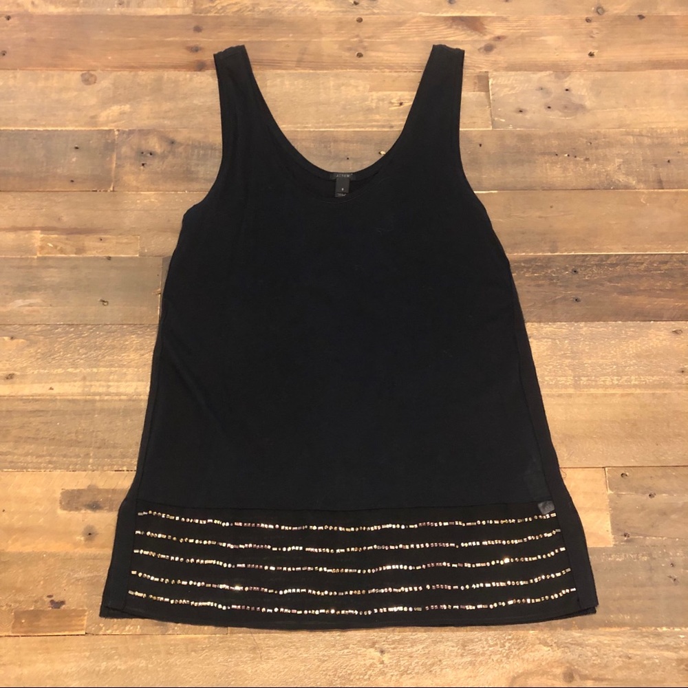 J. Crew dressy black tank top with gold appliqué